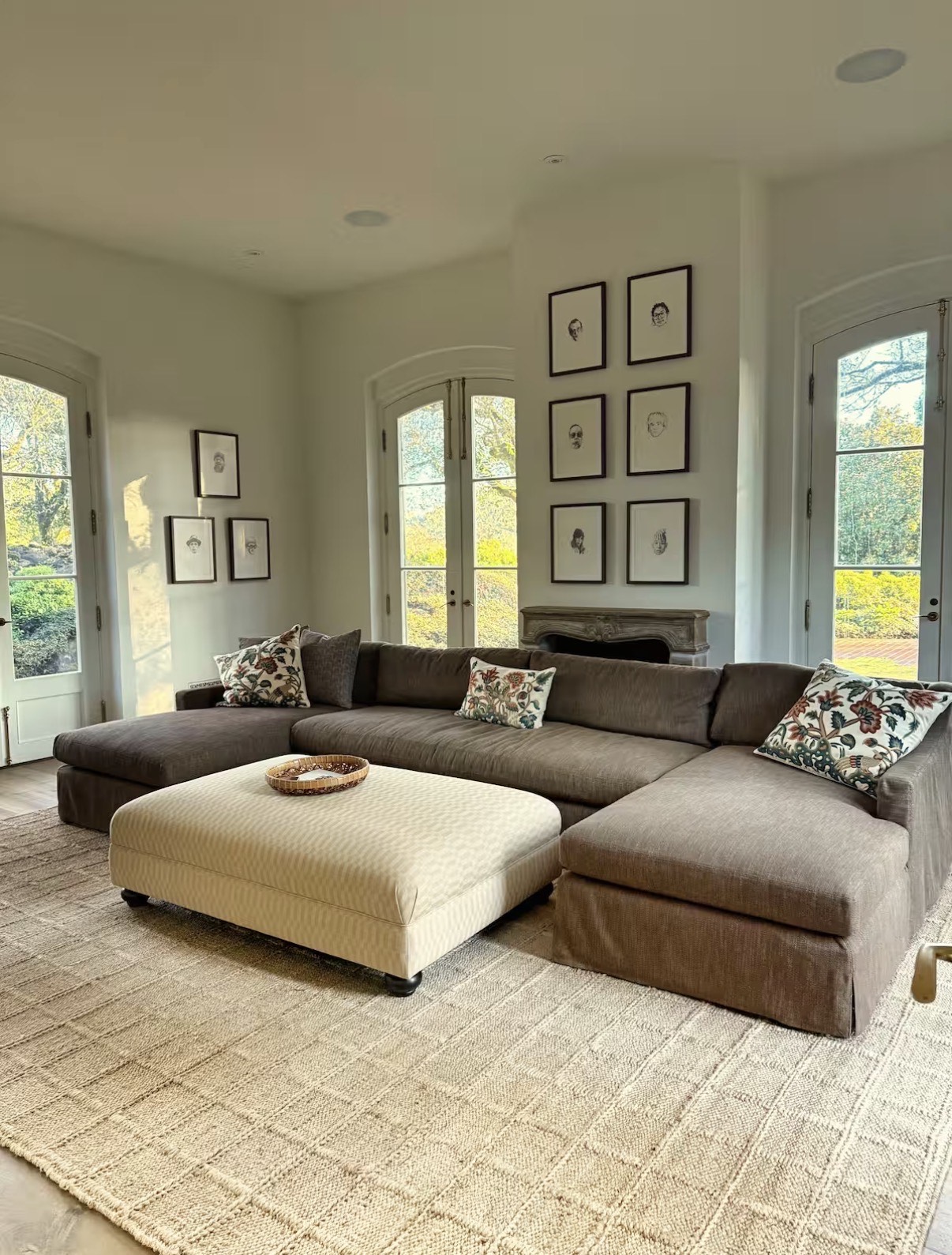 Living room with sectional and gallery wall