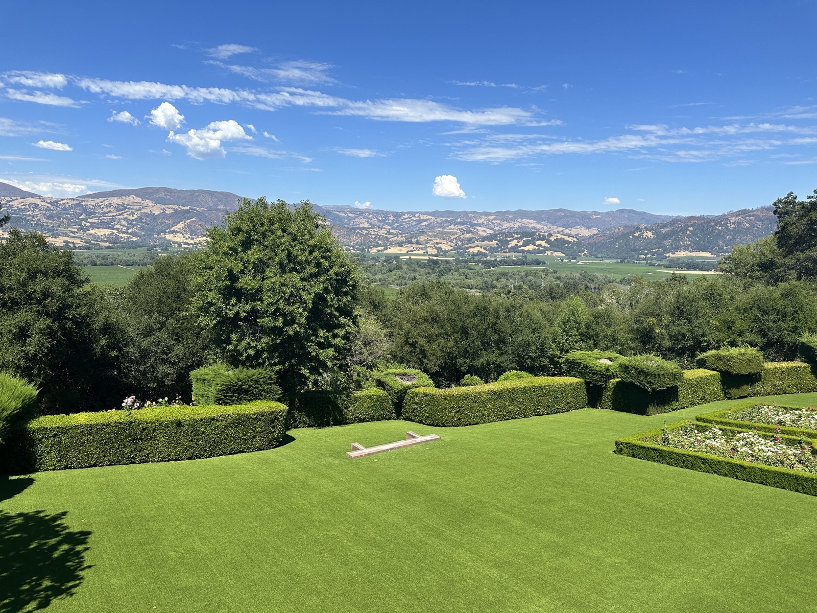 Formal garden overlooking valley